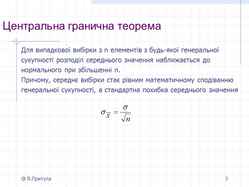 @ Я.Притула 3 Центральна гранична теорема        Для